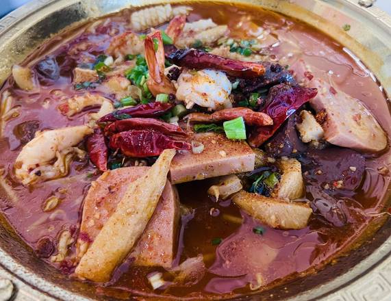 D12. 海鲜毛血旺Tripes De Boeuf Et Boudin À La Sauce Piquente / Beef Trip and Pork Blood in Hot Chili Sauce